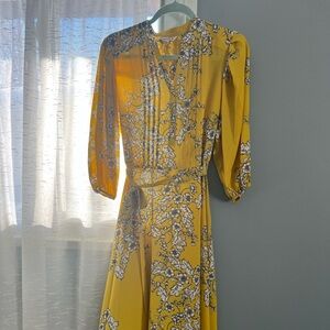 Nanette Lepore Yellow Floral Long Sleeve Dress